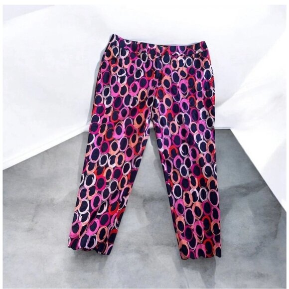 PAPAGALLO Multicolor Pink Navy Capri Pants Size 12 - Picture 1 of 10